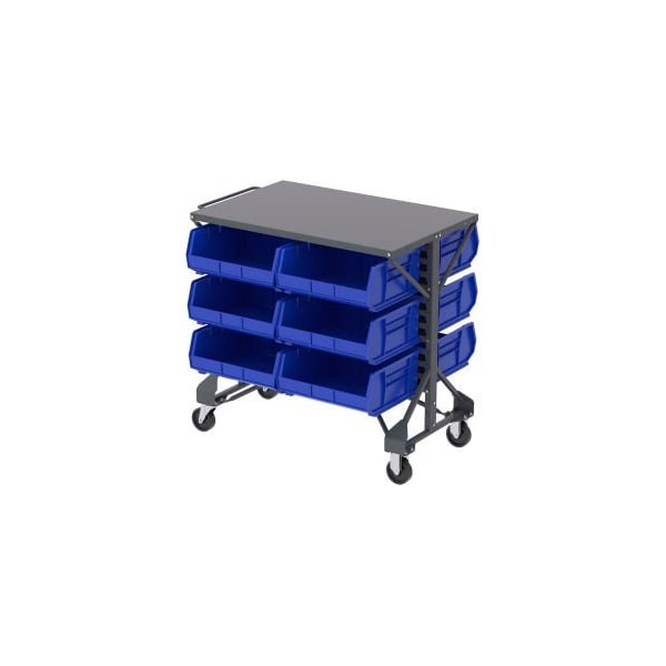 Akro-Mills Shelf-Top Bin Cart - 38-1/2 x24x36-1/2" - (12) 16-1/2 x14-3/4 x7" Bins - Blue